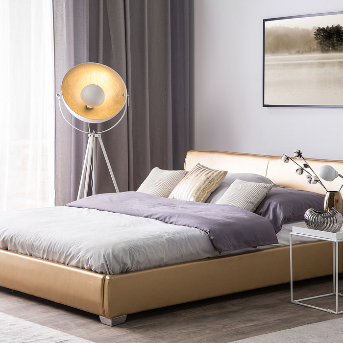 Beliani - PARIS - Tweepersoonsbed - Goud - 180 x 200 cm - Leer