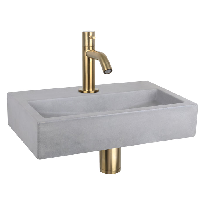 Differnz Fonteinset Flat Beton Licht Grijs Gebogen Kraan Mat Goud