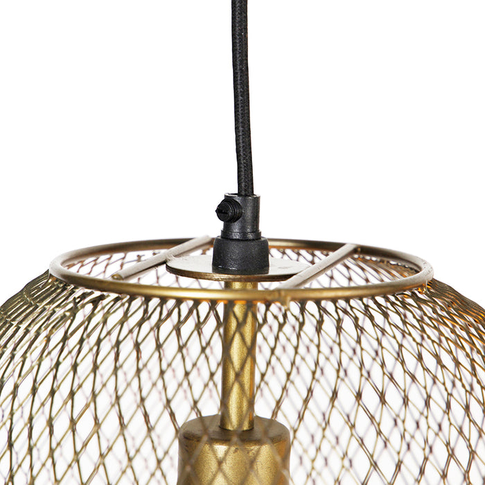 QAZQA Moderne hanglamp messing en zwart 3-lichts - Waya Mesh