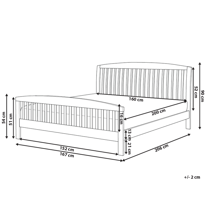 Beliani - CASTRES - Tweepersoonsbed - Wit - 160 x 200 cm - Dennenhout