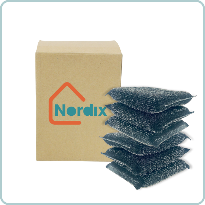 NORDIX Schuurspons RVS 6 stuks Schuursponsjes Schoonmaak Pannenspon...