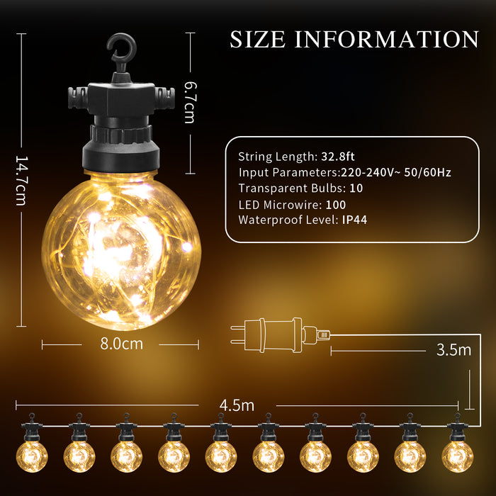 Aigostar 10VRU Lichtsnoer - Lichtslinger - LED Lampjes Slinger- 2700K
