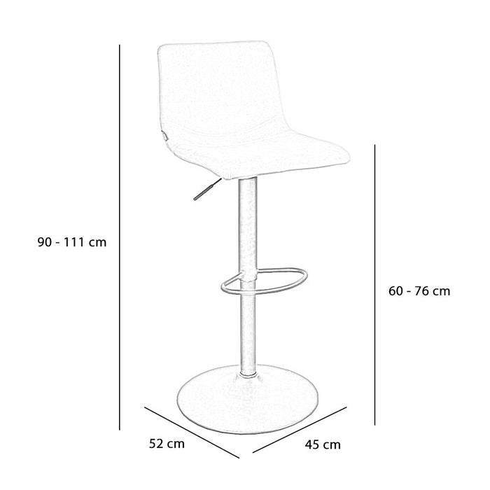 Bronx71 Velvet barkruk Frenkie koper 60-76 cm