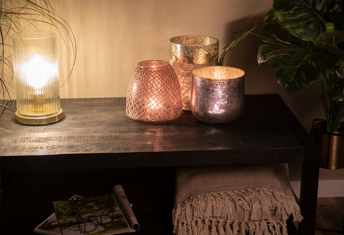 Clayre & Eef Windlicht Ø 20x20 cm Bruin Glas Kaarsenhouder