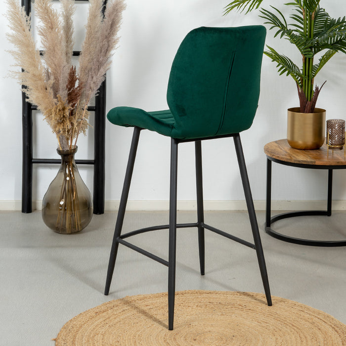 Bronx71 Velvet barkruk Toby donkergroen 71 cm