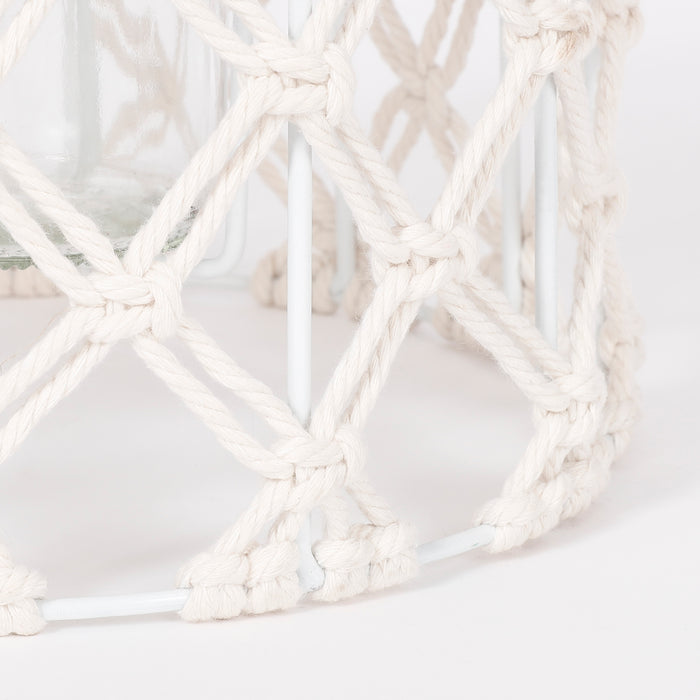 Mica Decorations Windlicht - H20,5 x Ø19 cm - Katoen - Off White