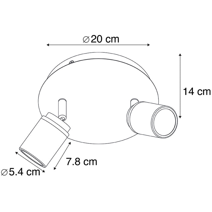 QAZQA Smart Moderne spot zwart incl. GU10 2-lichts IP44 - Ducha