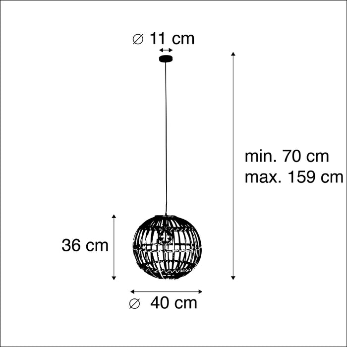 QAZQA Landelijke hanglamp bamboe 40 cm - Cane