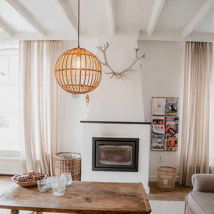 QAZQA Landelijke hanglamp bamboe 40 cm - Cane