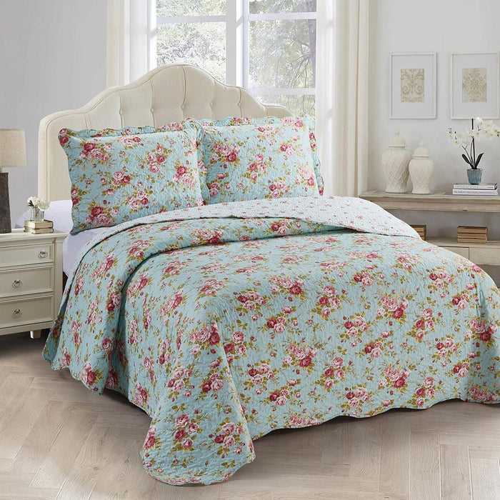 Lavandoux - Bedsprei|Quilt - Rose Garden Blue - 140x200 - 1-persoons
