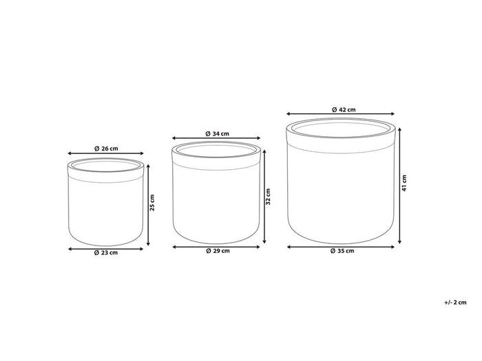 Beliani SAMOS Set van 3 bloempotten Zwart