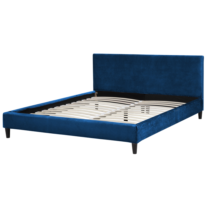 Beliani - FITOU - Tweepersoonsbed - Blauw - 160 x 200 cm - Fluweel