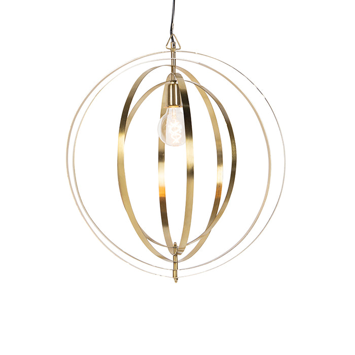 QAZQA Vintage hanglamp messing draaibaar - Rings