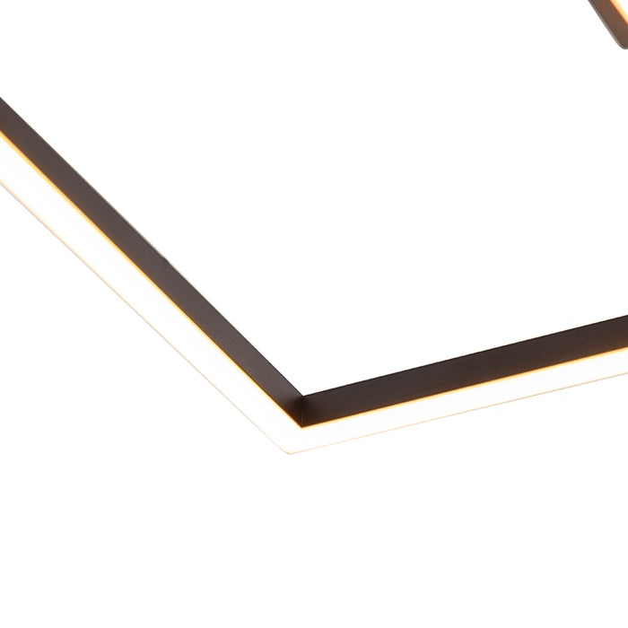 QAZQA Plafondlamp vierkant zwart 3-staps dimbaar - Plazas Novo