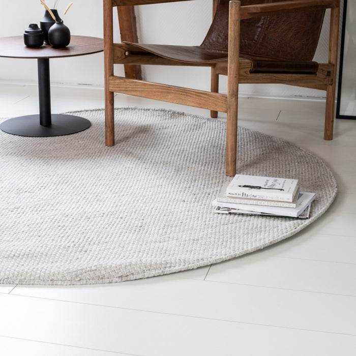 Vloerkleed Gerecycled Materiaal Rond Ciro Marmer|grijs-220 Ø - (L)