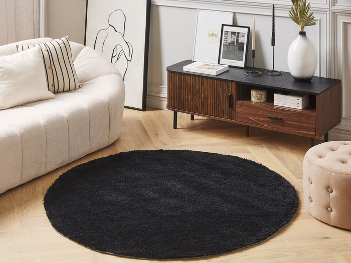 Beliani - DEMRE - Shaggy vloerkleed - Zwart - 140 cm - Polyester