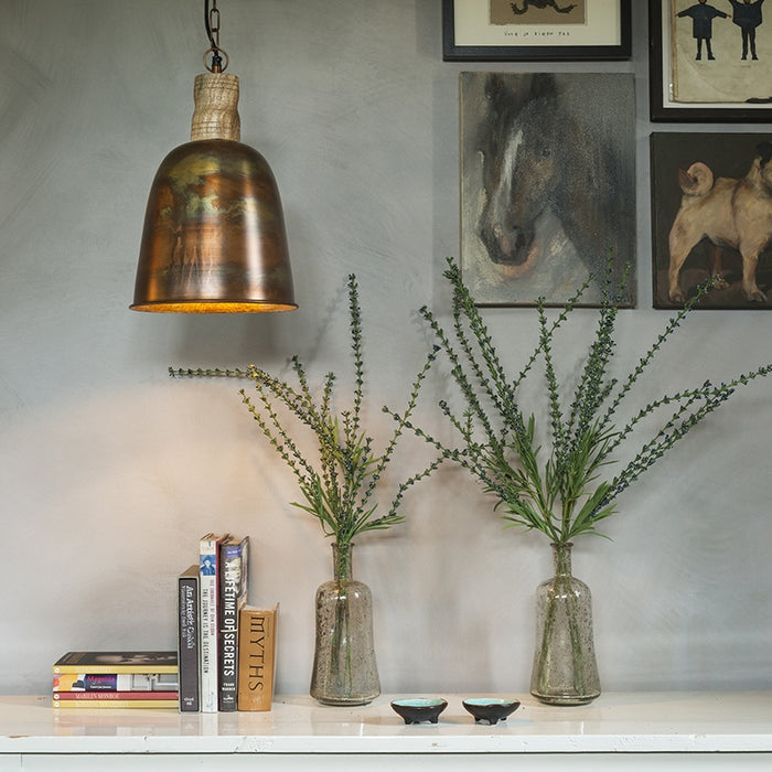 QAZQA Vintage hanglamp koper met goud - Burn