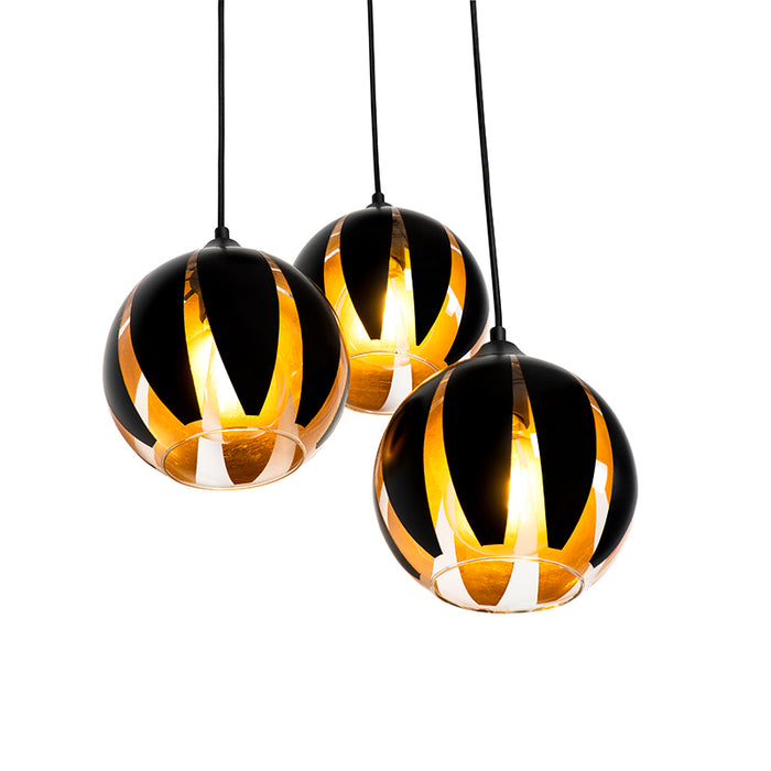 QAZQA Hanglamp melone - Zwart - Modern - D 40cm