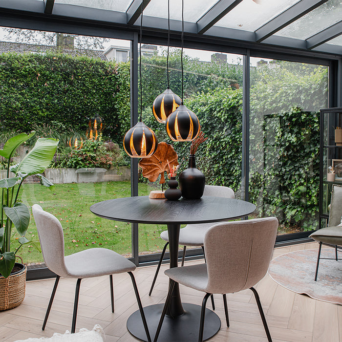 QAZQA Hanglamp melone - Zwart - Modern - D 40cm