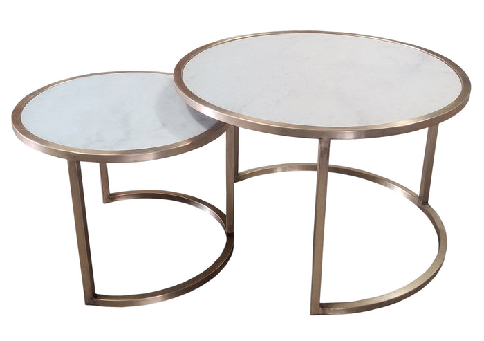 Salontafel set Jamie Marble White Gold Marmer | Gecoat Staal