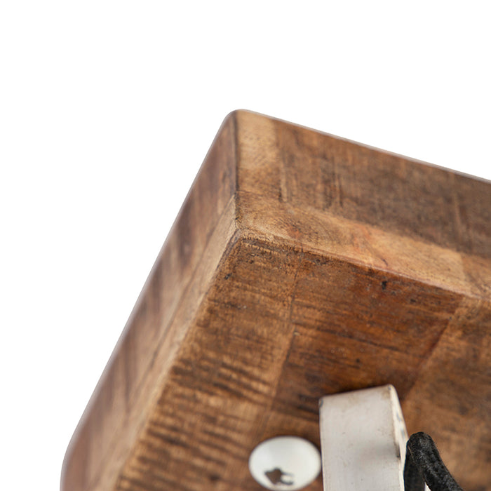 QAZQA Industriële spot wit met mango hout 18 cm - Mangoes