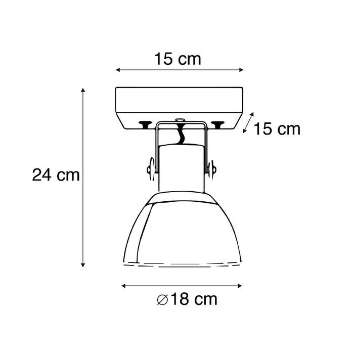QAZQA Industriële spot wit met mango hout 18 cm - Mangoes