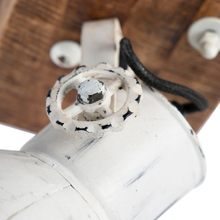 QAZQA Industriële spot wit met mango hout 18 cm - Mangoes