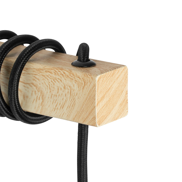 QAZQA Landelijke wandlamp zwart met hout - Chon