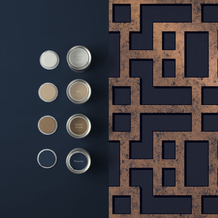 Graham & Brown - Vliesbehang - Rendo Blue & Copper - 10mx52cm