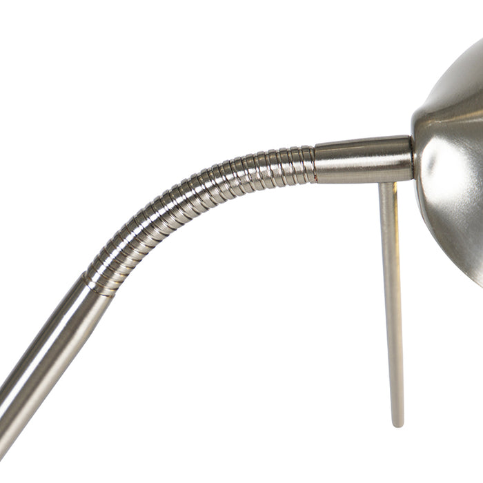 QAZQA Vloerlamp staal met leeslamp incl. LED dimbaar in Kelvin - Diva