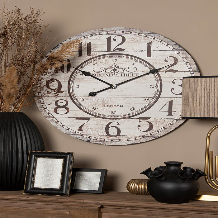 Clayre & Eef Wandklok Ø 60 cm Beige MDF