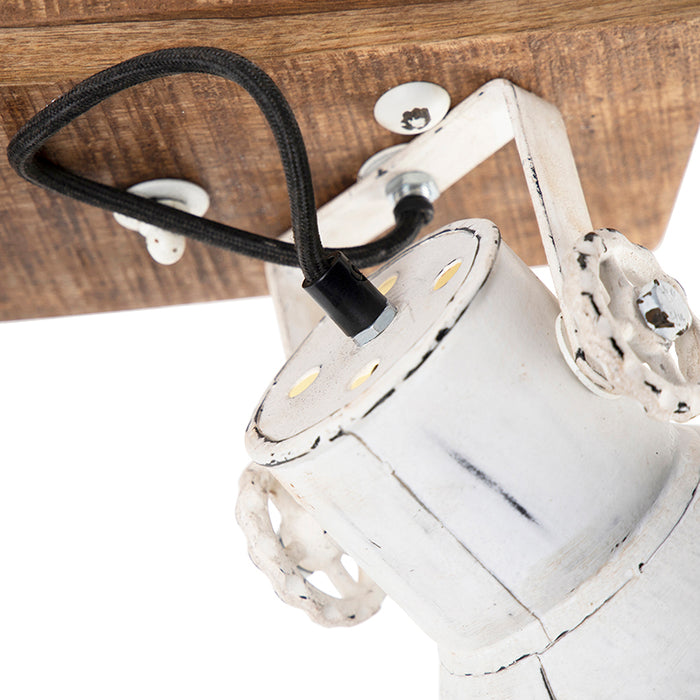 QAZQA Industriële spot wit met mango hout 2-lichts - Mangoes