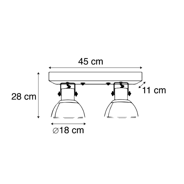 QAZQA Industriële spot wit met mango hout 2-lichts - Mangoes