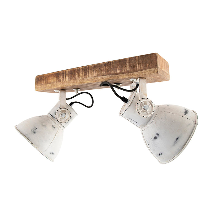 QAZQA Industriële spot wit met mango hout 2-lichts - Mangoes