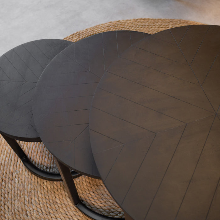 Dimehouse Industriële salontafel set van 3 Carly zwart