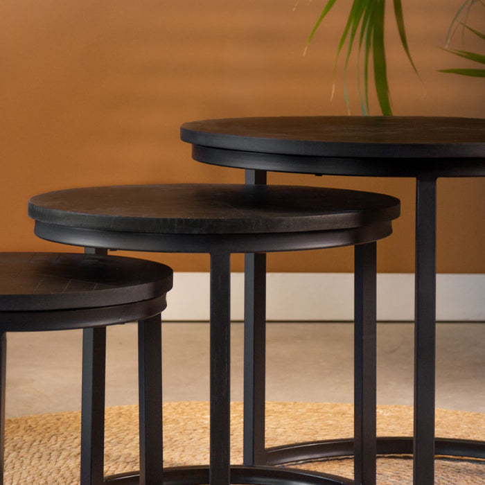 Dimehouse Industriële salontafel set van 3 Carly zwart