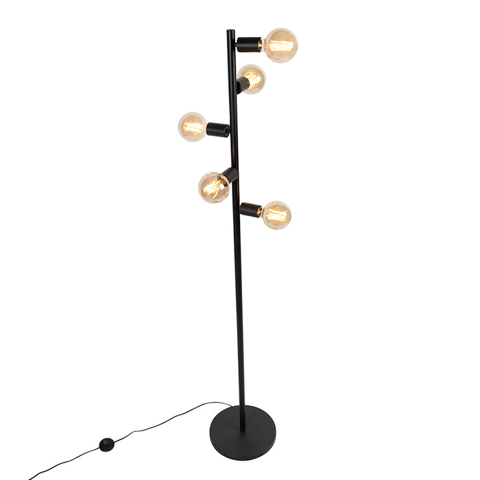 QAZQA Moderne vloerlamp zwart 5-lichts - Facil
