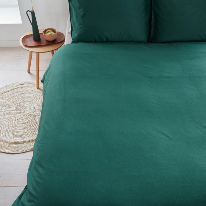Beddinghouse Organic Basic Dekbedovertrek 240 x 200/220 cm - Donkergroen