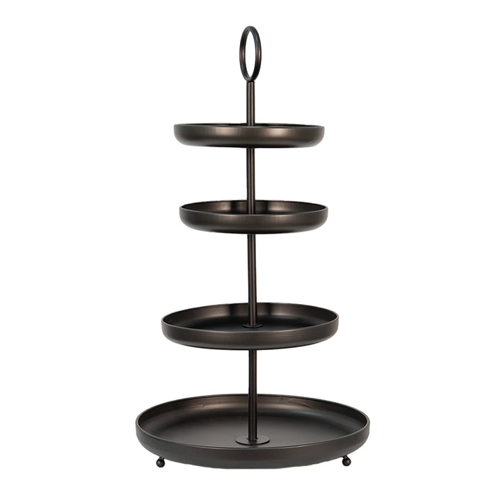 Clayre & Eef Etagère 4 laags 46x41x75 cm Zwart Metaal Serveerschaal