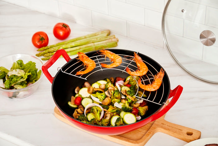 Buccan - Hamersley - Gietijzeren wokpan 36cm - Rood