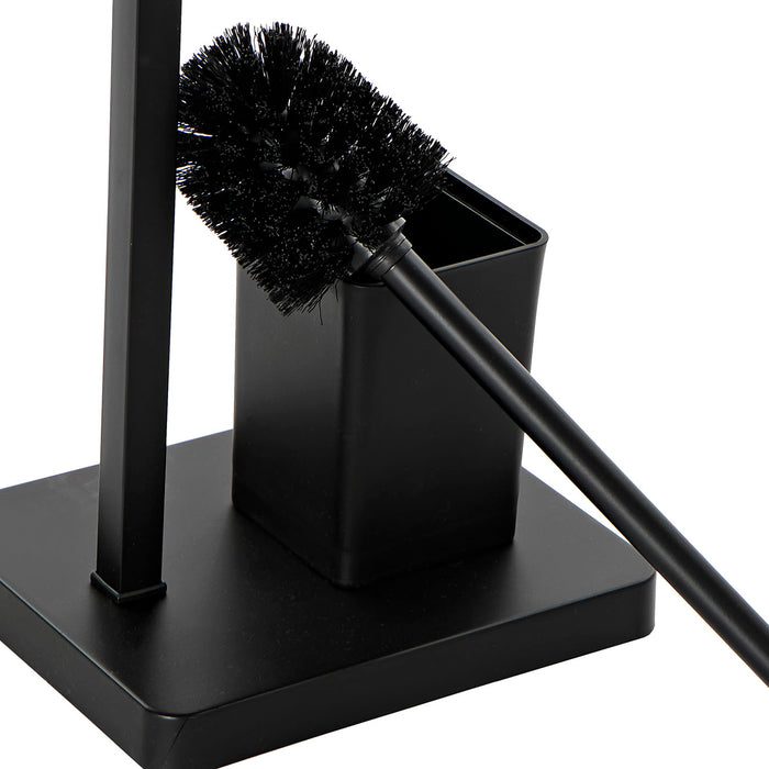 Toiletrolhouder met borstel - Butler Vrijstaand - Zwart