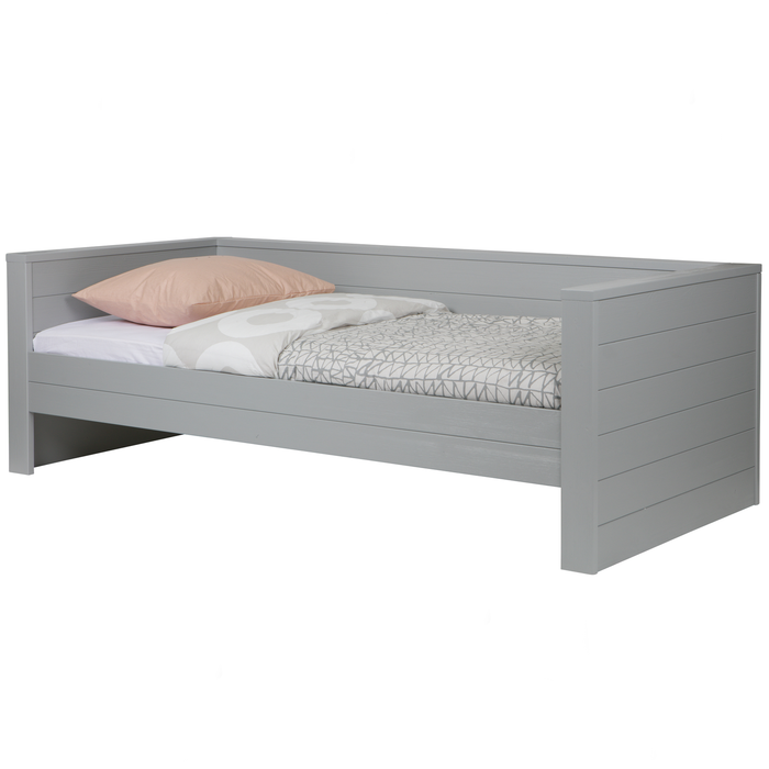WOOOD Dennis Bedbank Excl Lade - Grenen - Betongrijs - 219x73x101