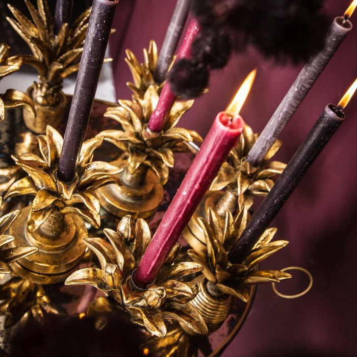 PTMD Kenny Ronde Kandelaar Palm - H15 x Ø15 cm - Poly - Goud