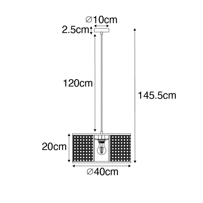QAZQA Oosterse hanglamp wit met rotan 40 cm - Akira