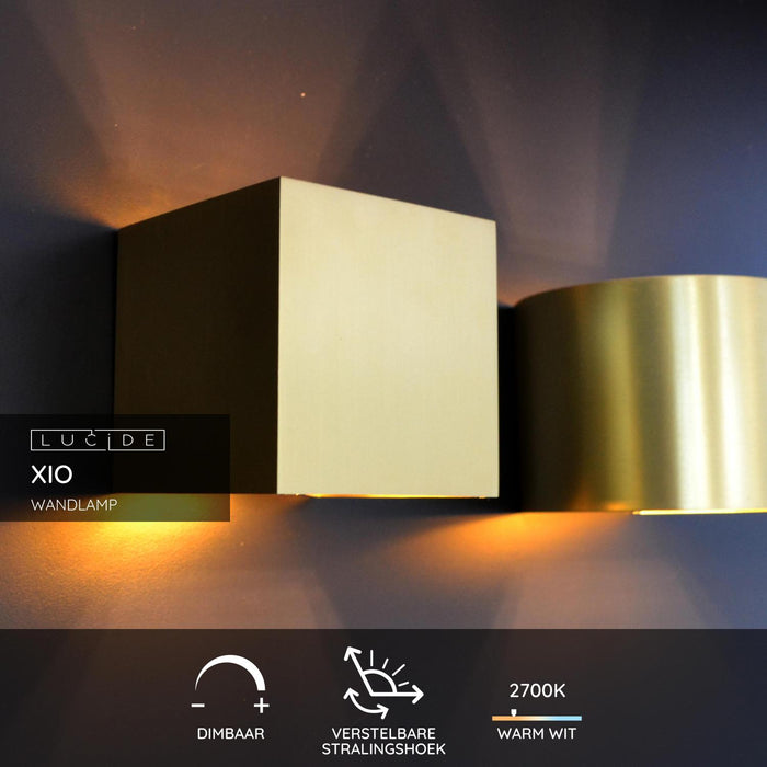 Lucide XIO Wandlamp - Mat Goud | Messing