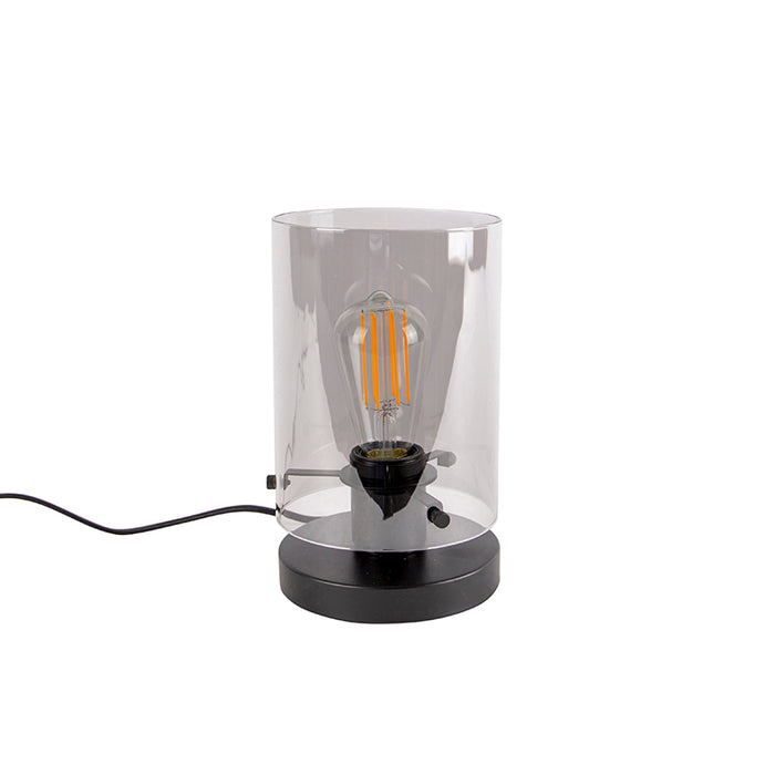 QAZQA Design tafellamp zwart met smoke glas - Dome