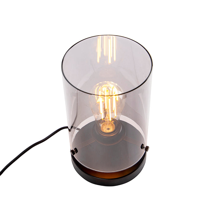 QAZQA Design tafellamp zwart met smoke glas - Dome