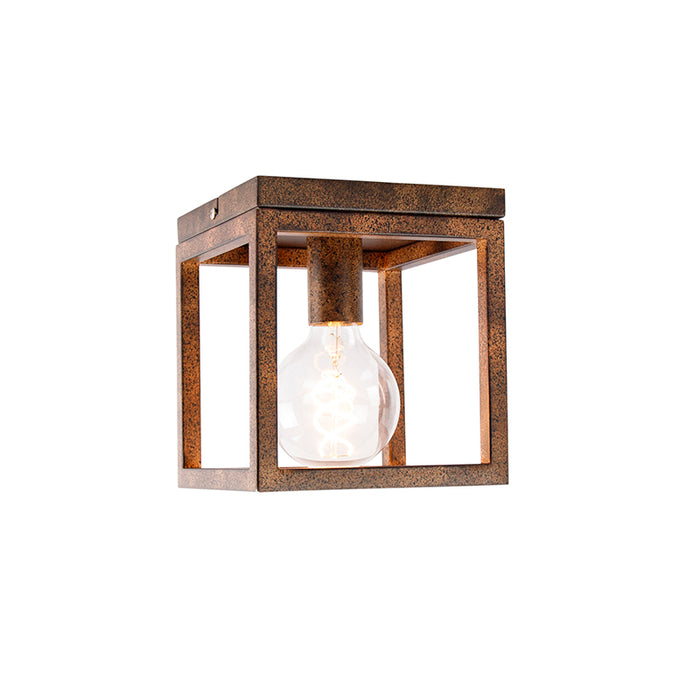 QAZQA Industriële plafondlamp roestbruin - Cage