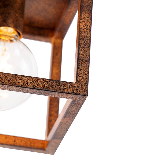 QAZQA Industriële plafondlamp roestbruin - Cage
