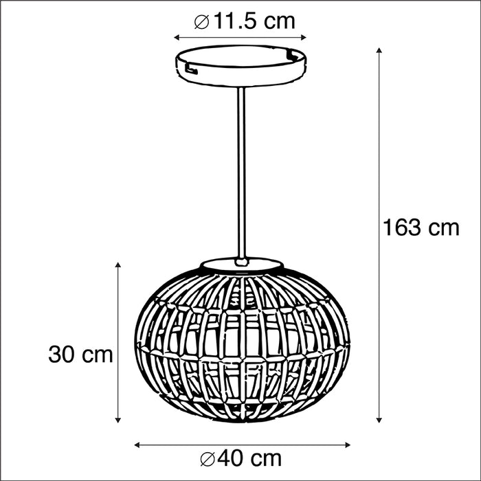 QAZQA Hanglamp canna - Naturel - Landelijk | Rustiek - D 400mm